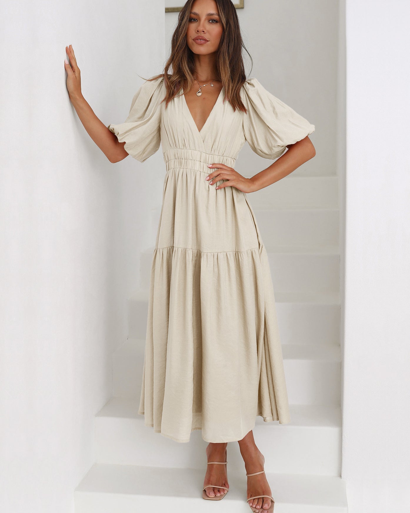 ELLA | TUMMY-COVERING RUFFLED MIDI DRESS