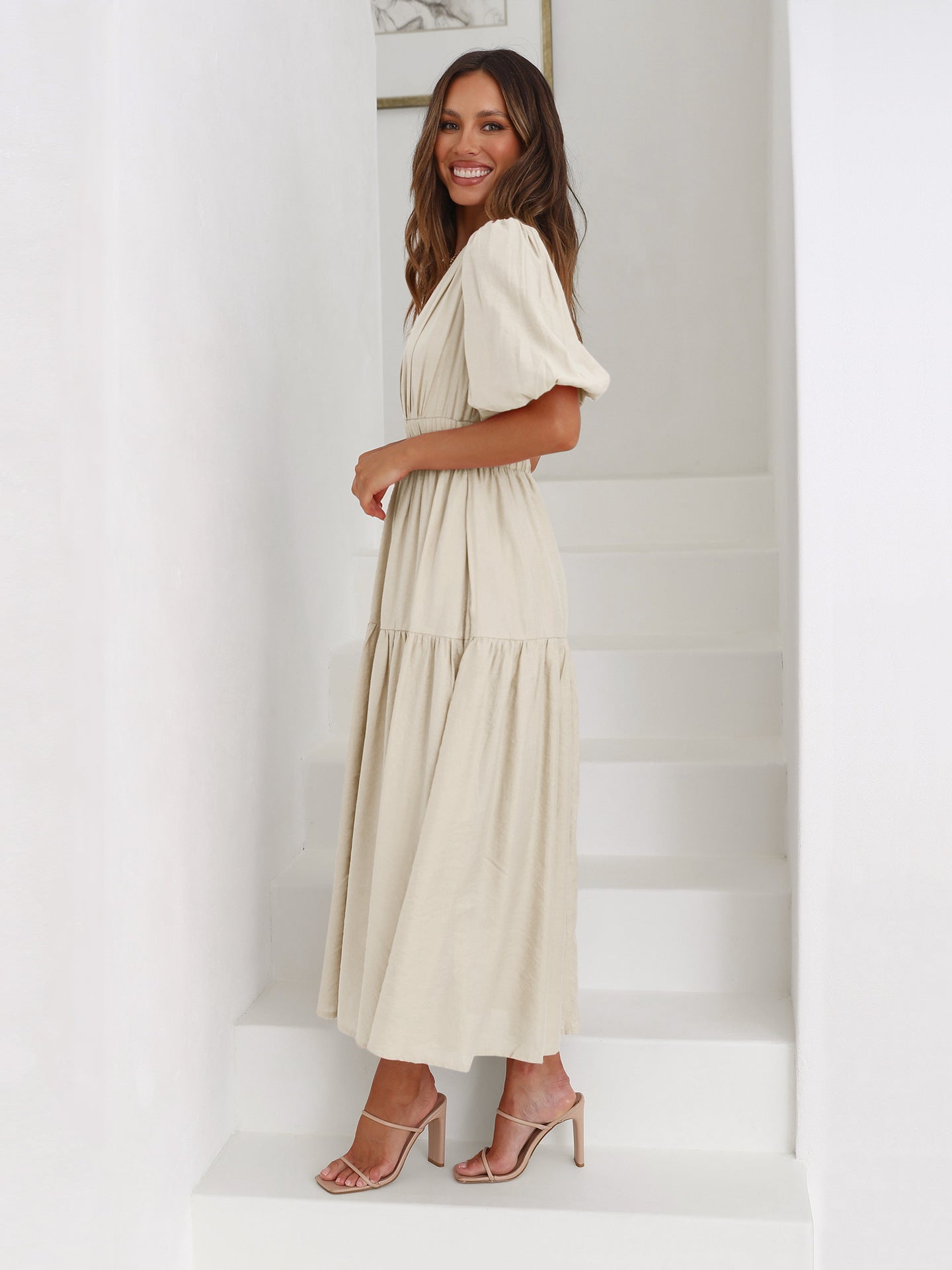 ELLA | TUMMY-COVERING RUFFLED MIDI DRESS