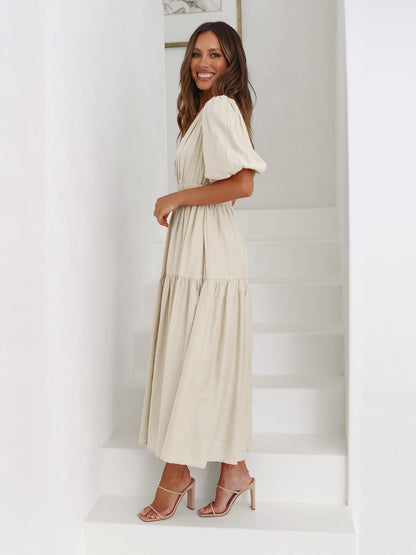 ELLA | TUMMY-COVERING RUFFLED MIDI DRESS