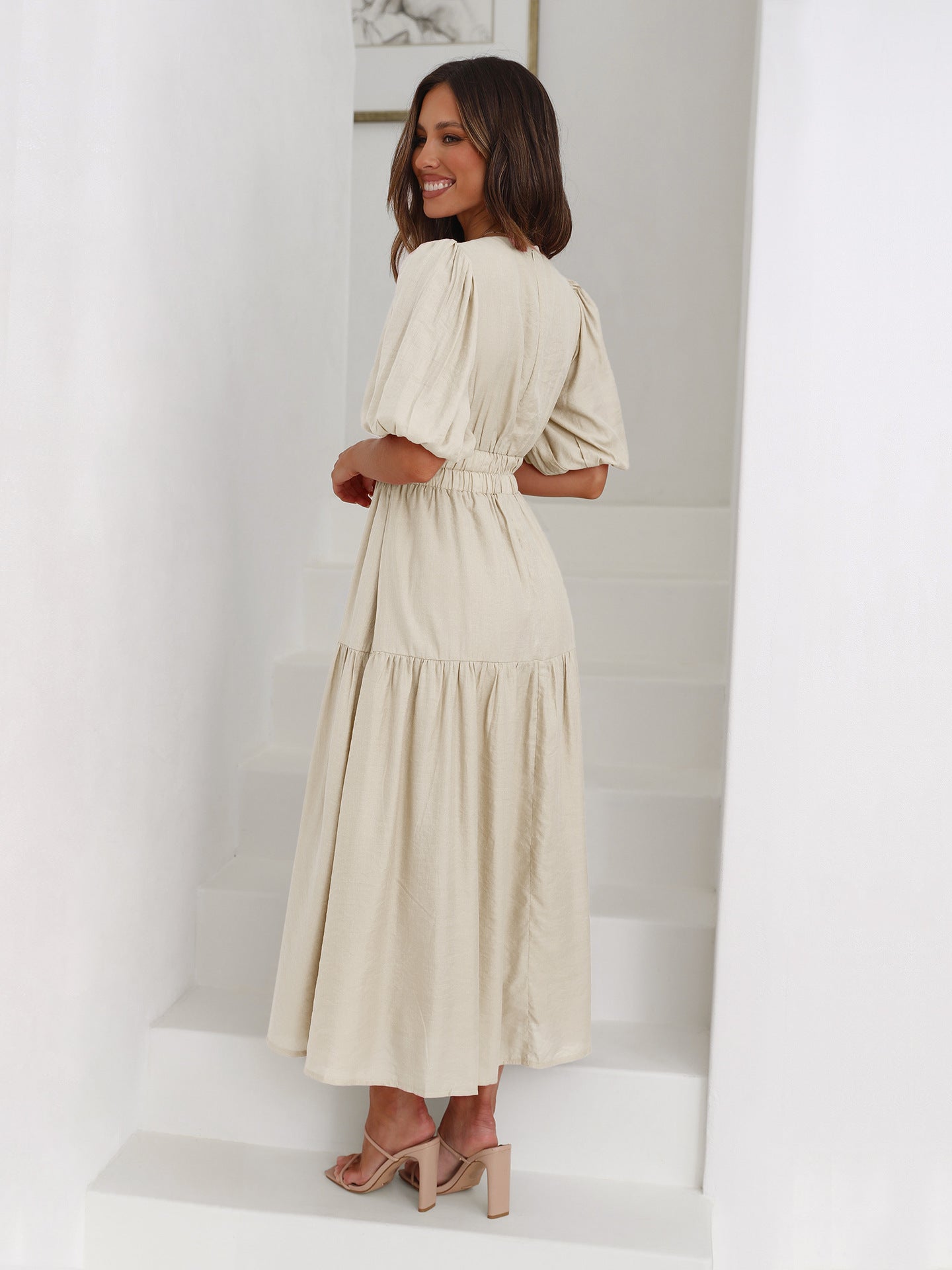 ELLA | TUMMY-COVERING RUFFLED MIDI DRESS