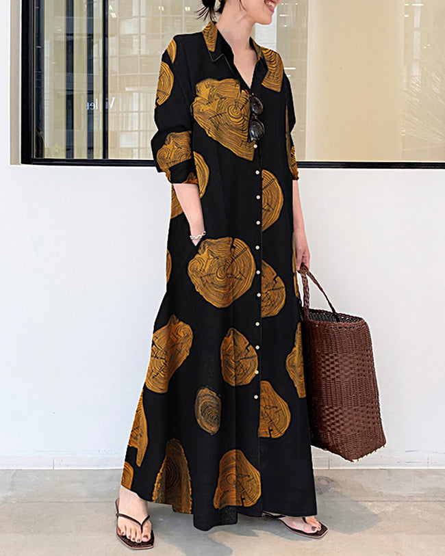 POPPY | LONG LINNEN DRESS WITH PRINT