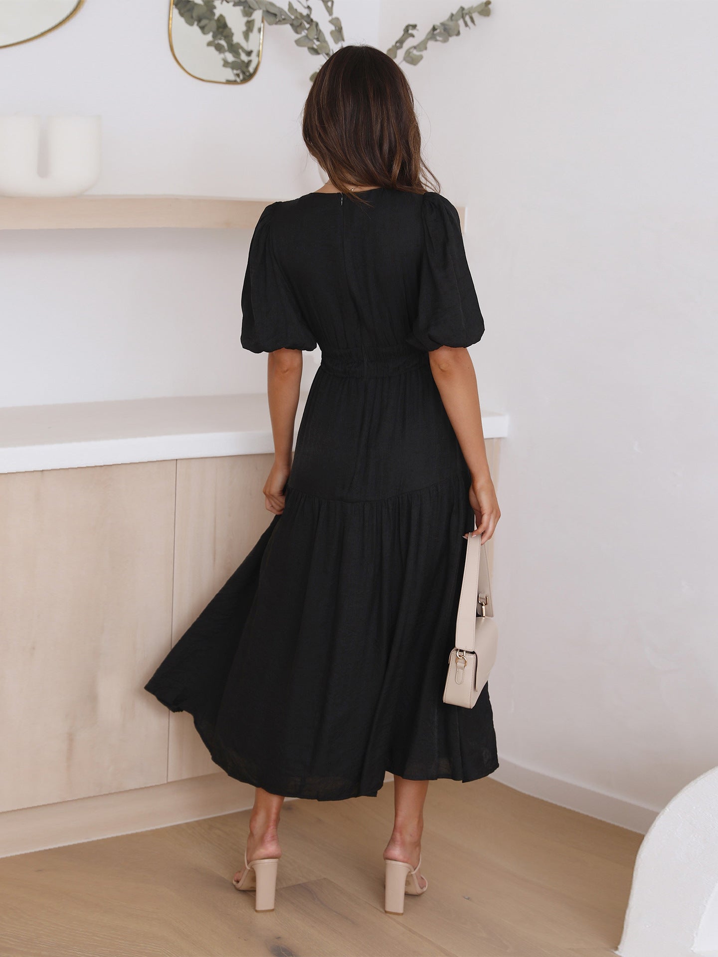 ELLA | TUMMY-COVERING RUFFLED MIDI DRESS