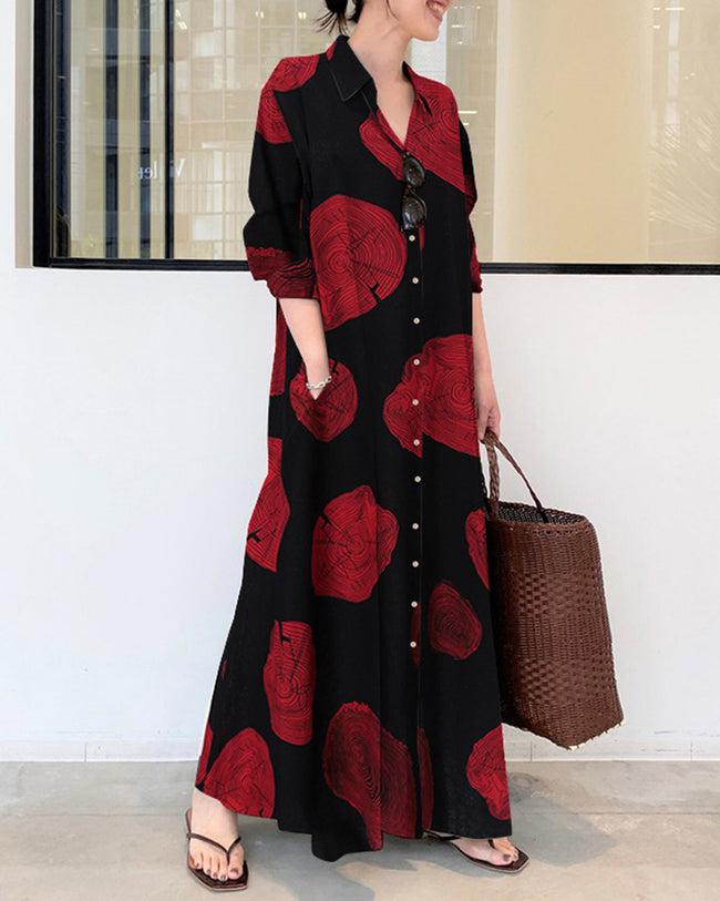 POPPY | LONG LINNEN DRESS WITH PRINT