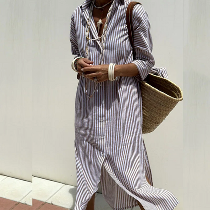 LUNA | ELEGANT STRIPED SHIRT DRESS