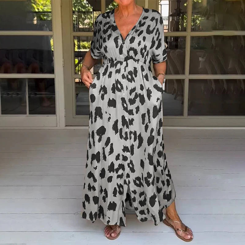 AVA | ELEGANT LEOPARD MAXI DRESS