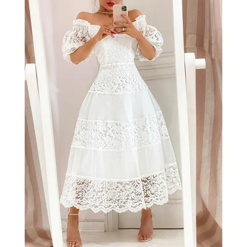 RUBY | ELEGANT WHITE FLORAL DRESS