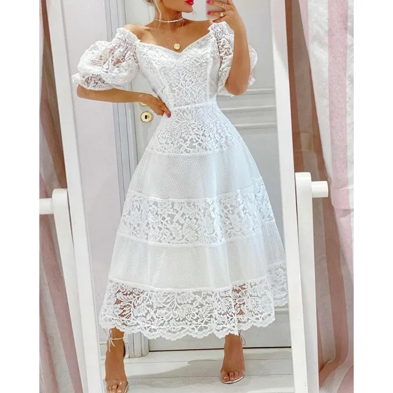 RUBY | ELEGANT WHITE FLORAL DRESS