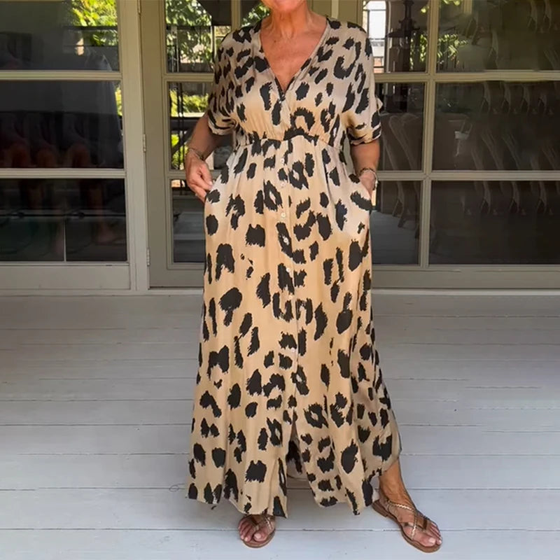 AVA | ELEGANT LEOPARD MAXI DRESS