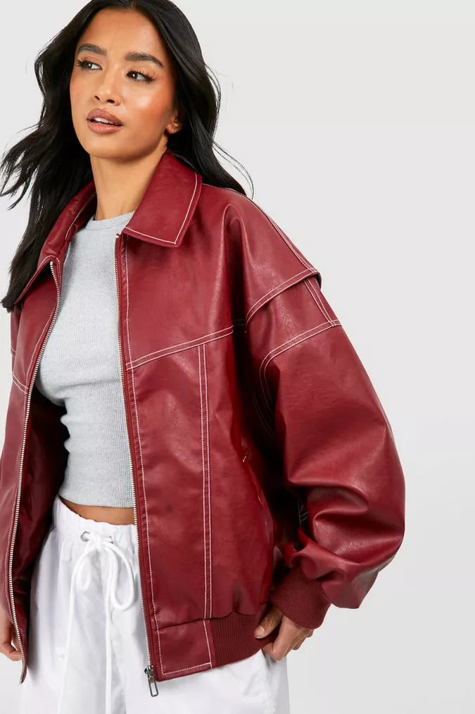 FAYE | RED LEATHER JACKET