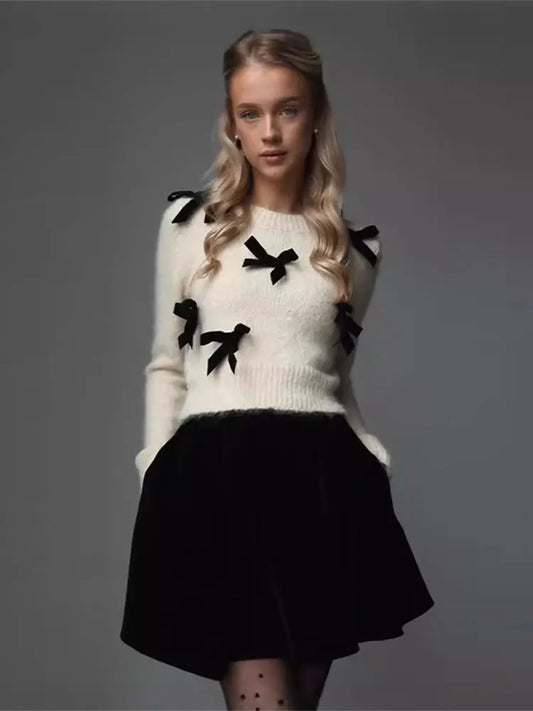 EMILY | ELEGANT BOW NECK SWEATER